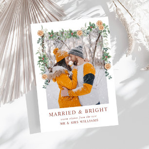 Photo Marrried & Bright Christmas Oranges Holiday Card