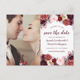 Photo Marsala Blush Peony Save The Date Cards