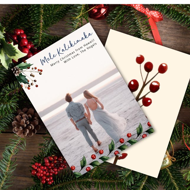 Photo Mele Kalikimaka Merry Christmas Hawaian Holiday Card (Creator Uploaded)
