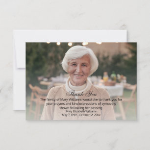 Photo Memorial Bereavement Funeral Thank You Card