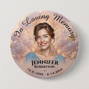 Photo Memorial Button in Pastel Pink Colours