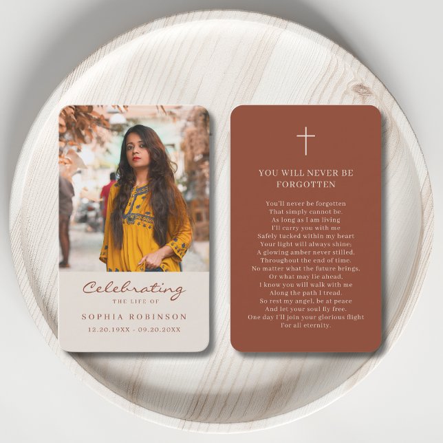 Photo Memorial Cream Terracotta Prayer Card (Creator Uploaded)