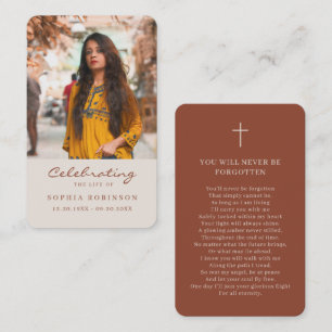 Photo Memorial Cream Terracotta Prayer Card