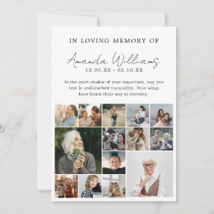 Photo Memorial Funeral - 15 Photo Collage Thank You Card