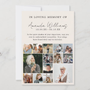 Photo Memorial Funeral - 15 Photo Collage Thank You Card