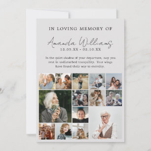 Photo Memorial Funeral - 15 Photo Collage Thank You Card
