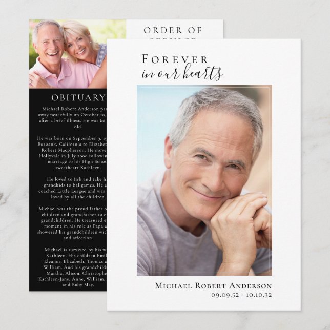 Photo Memorial Funeral Celebration of Life Program Programme (Front/Back)