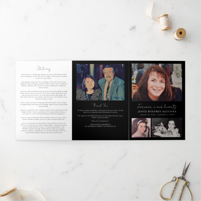 Photo Memorial Funeral Celebration of Life Program Tri-Fold Programme (Outside)