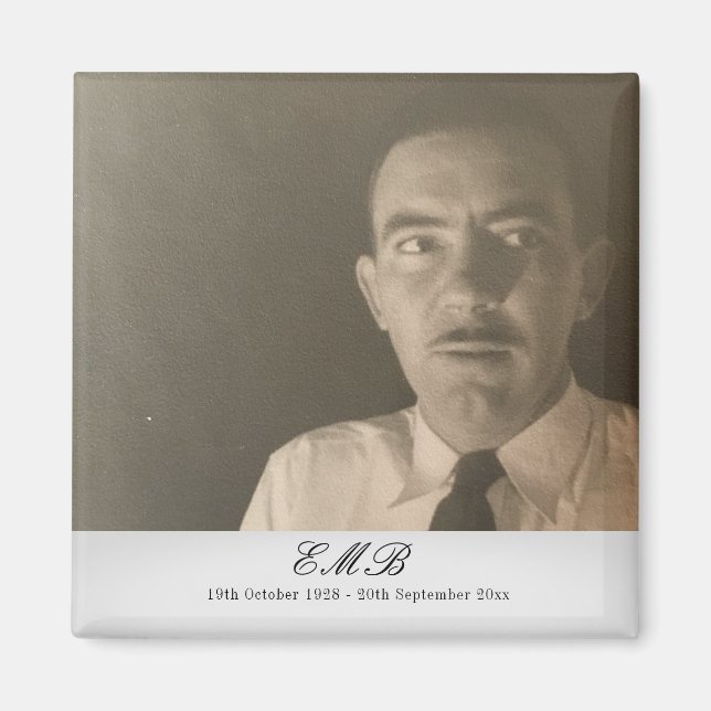 Photo Memorial Funeral Monogram Magnet (Front)