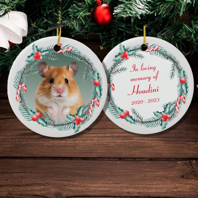 Photo Memorial Holiday Wreath Ceramic Tree Decoration (Keepsake)