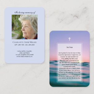 Photo memorial I'm Free prayer card