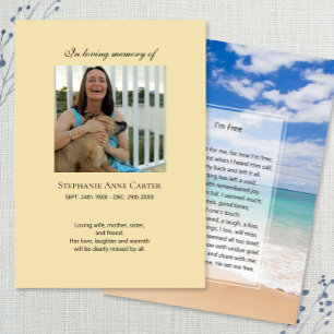 Photo memorial I'm Free prayer card