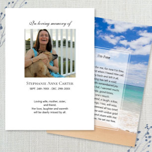 Photo memorial I'm Free prayer card 2