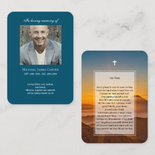 Photo memorial I'm Free prayer with cross card