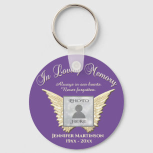 Photo Memorial in Loving Memory Purple Key Ring