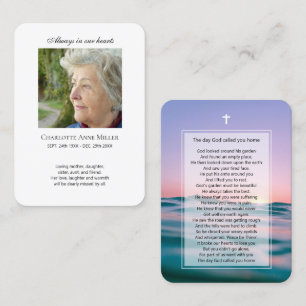 Photo memorial pastel ocean prayer card
