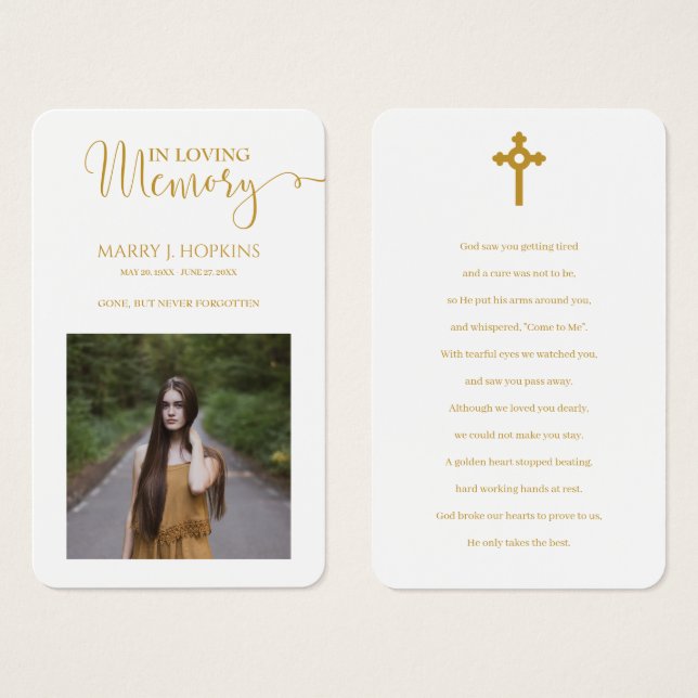 Photo Memorial Prayer Cards (Front & Back)