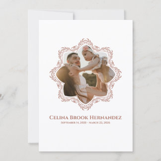 Photo Memorial Program — Rose Brown Frame Invitation