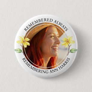 Photo Memorial Remembrance Yellow Flower 6 Cm Round Badge
