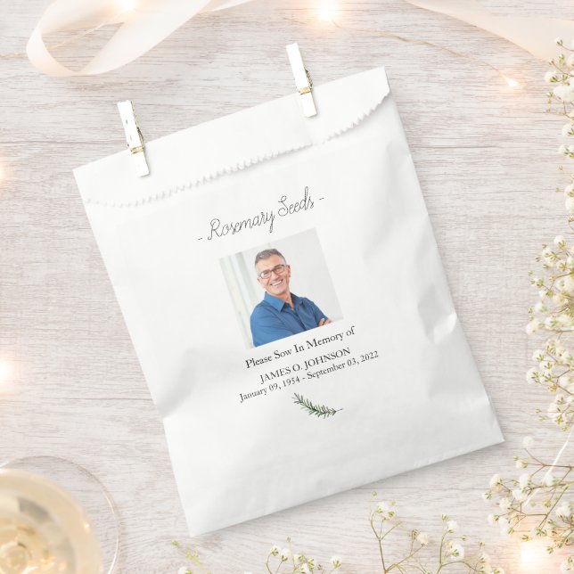 Photo Memorial Rosemary Seed Funeral Favour Bags (Clipped)