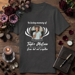 Photo Memorial Tribute Dark Floral In Loving Memor T-Shirt