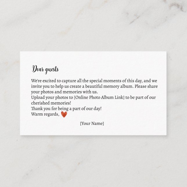 Photo Memories Autumn Teddy Bear Baby Shower Enclosure Card (Back)