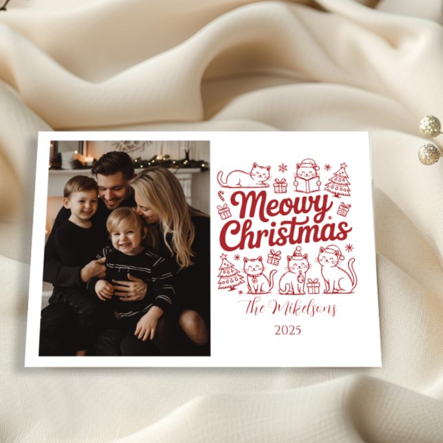 Photo Meowy Christmas Party Holiday Card (Creator Uploaded)