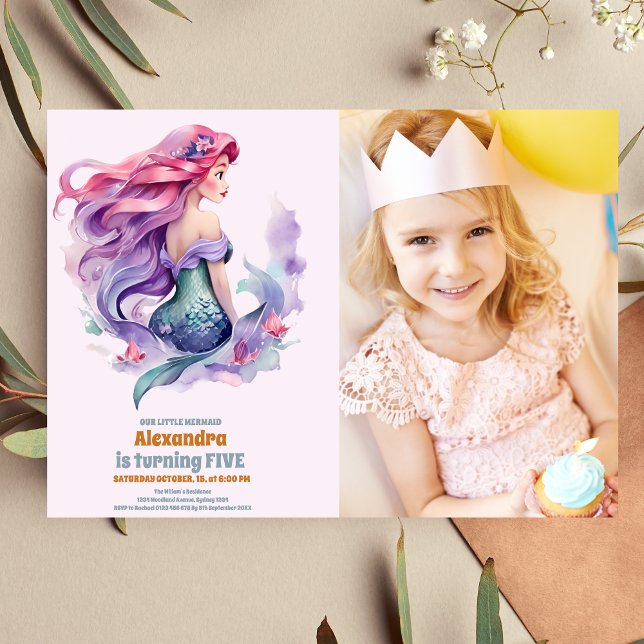 Photo Mermaid Birthday Under The Sea Party Invitation (Creator Uploaded)