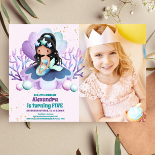 Photo Mermaid Magical Birthday Party Invitation