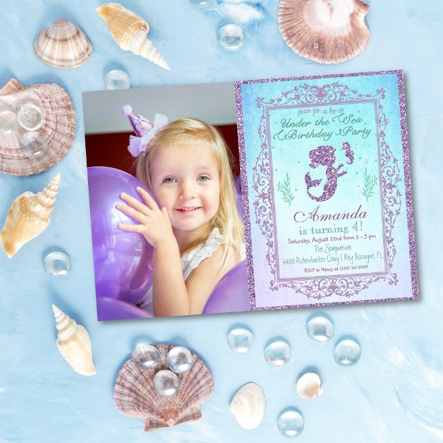 PHOTO Mermaid Pool Party Under the Sea Birthday Invitation (Creator Uploaded)