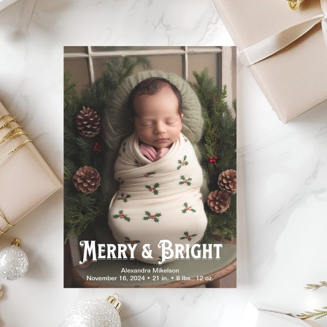 Photo Merry and Bright Birth Announcement (Creator Uploaded)