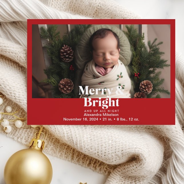 Photo Merry and Bright Birth Announcement (Creator Uploaded)