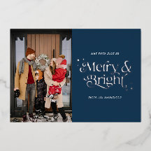 Photo Merry and Bright Blue Silver Christmas