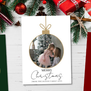 photo Merry Christmas bauble Photo Card