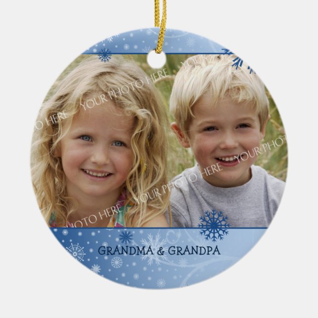 Photo Merry Christmas Grandparents Ornament (Front)