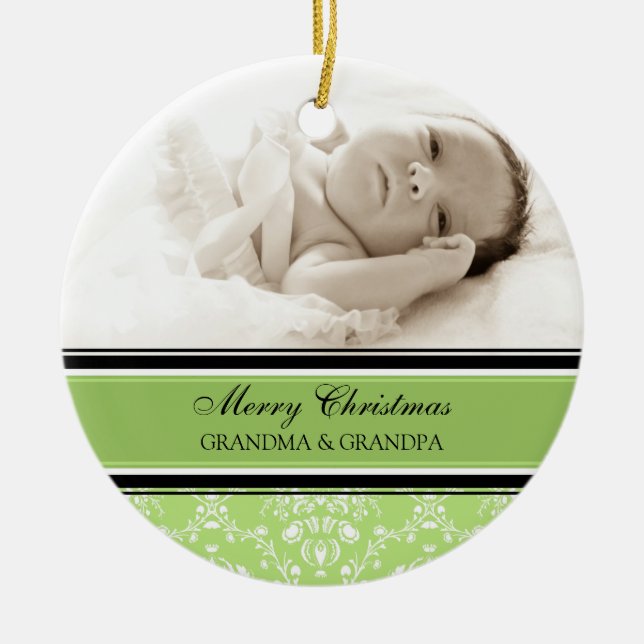 Photo Merry Christmas Grandparents Ornament Green (Front)