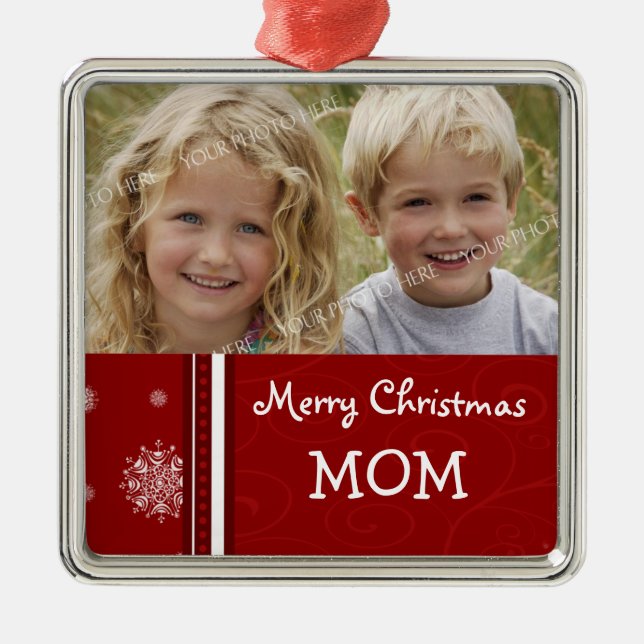 Photo Merry Christmas Mum Ornament (Front)