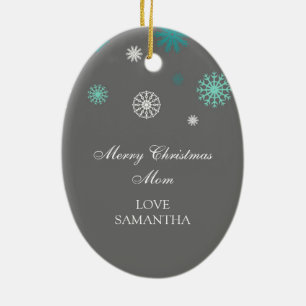 Photo Merry Christmas Mum Ornament Aqua Grey