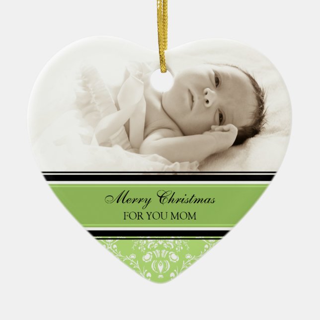 Photo Merry Christmas Mum Ornament Green (Front)
