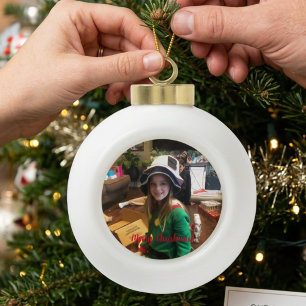  Photo Merry Christmas Personalise Ceramic Ball Christmas Ornament