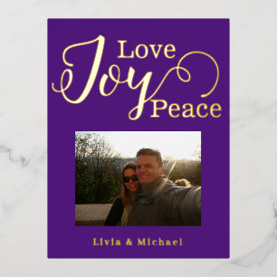 Photo Merry Christmas Purple Postcard
