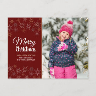 Photo Merry Christmas Red Holiday Postcard