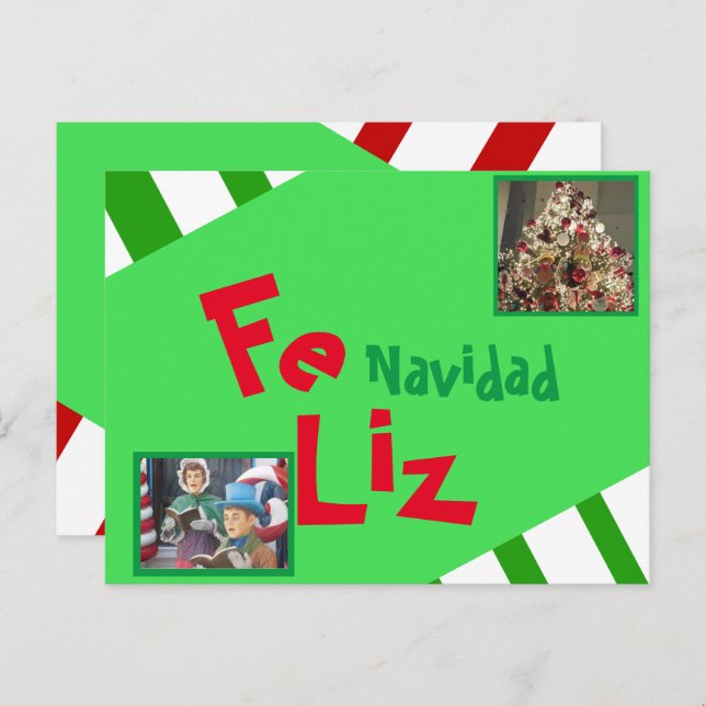 Photo Merry Christmas Spanish Xmas Lettering Holid Postcard (Front/Back)