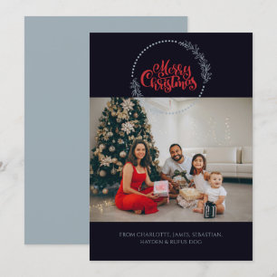 Photo Merry Christmas Wreath Personalised Holiday Card