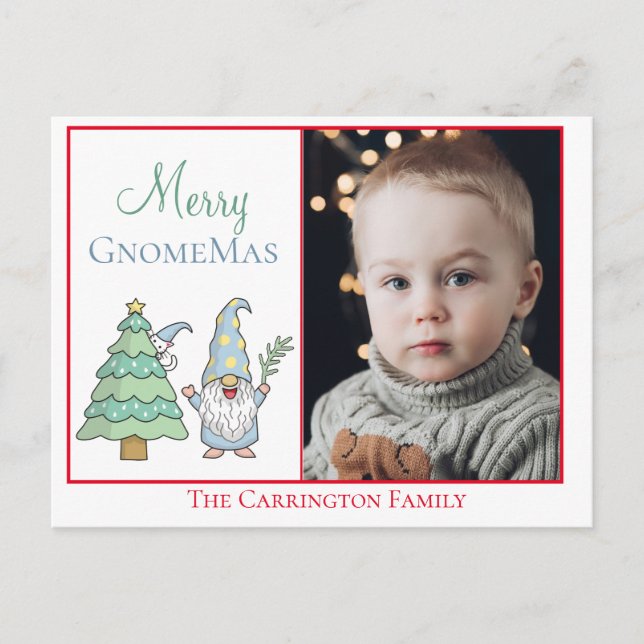 Photo Merry GnomeMas Holiday Cute Christmas Postcard (Front)