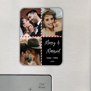 Photo Merry Married Newlyweds Christmas Keepsake Magnet