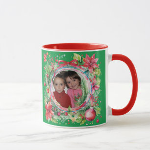 Photo & Message Christmas Wreath Mug