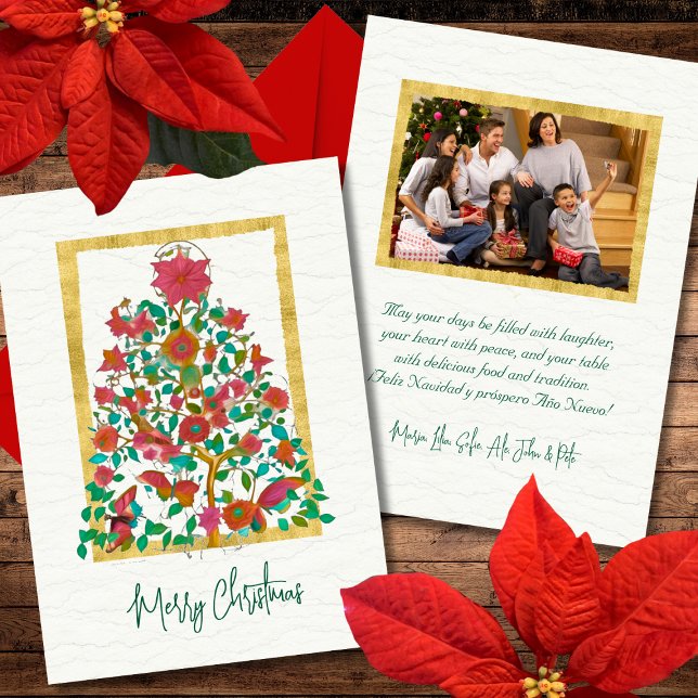 Photo Mexican Colourful Tree Merry Christmas Card (Creator Uploaded)
