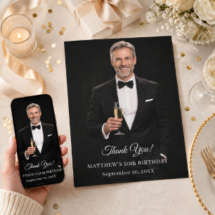Photo milestone birthday men thank you card