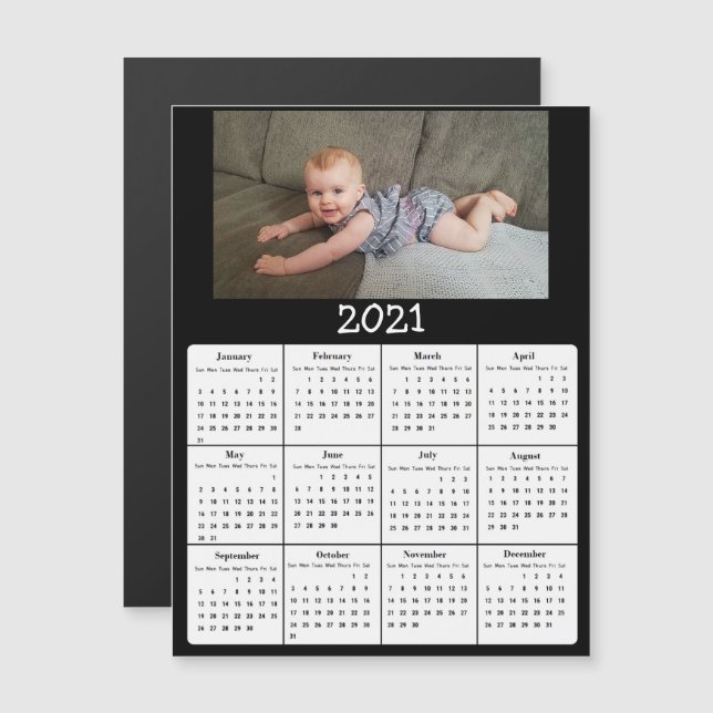 Photo Mini 2021 Calendar Magnetic Invitation (Front/Back)